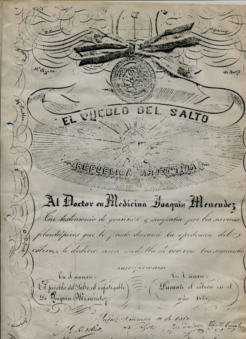 Pergamino al Dr. Joaquín Menéndez por su labor fecunda Pergamino al Dr. Joaquín Menéndez